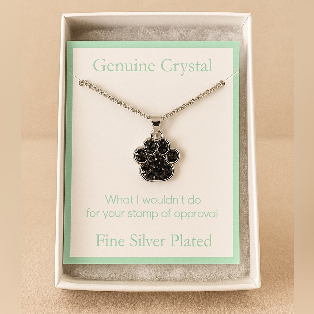 Genuine Crystal Silver Plated Paw Necklace